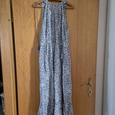 Blue Long Dress with Pattern