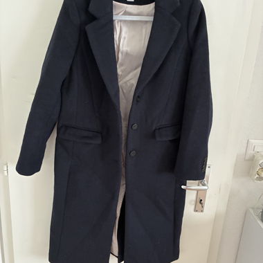 Cappotto blu navy in misto lana