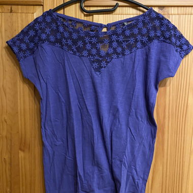 Lavender blue top with floral detail