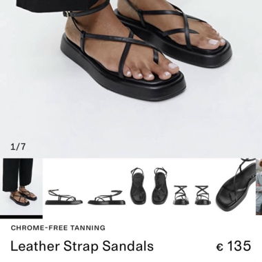 Sandales à fines lanières en cuir noir Arket