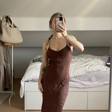 brown silk dress