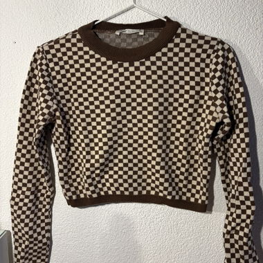 Karierter Cropped Pullover