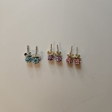 Orecchini a bottone 925 argento, 3 pezzi