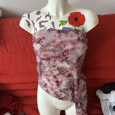 Top bustier fleuri transparent S
