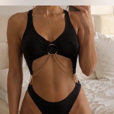 Schwarzer Cut-Out Bikini