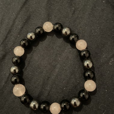 Perlenarmband Schwarz/Rosa
