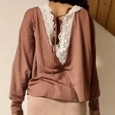 Langarmshirt mit Spitzenrücken