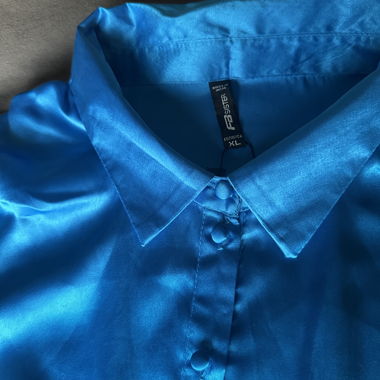 Blue Satin Blouse XL