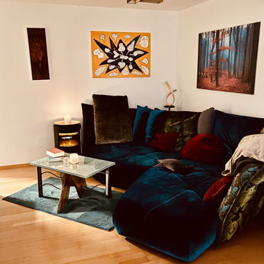 XXL corner sofa petrol, velvet