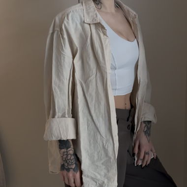 Camicia oversize beige maniche lunghe