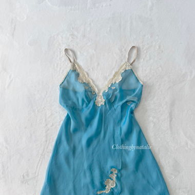 Valerie Steven Blue Chiffon Slip Dress (S/M)