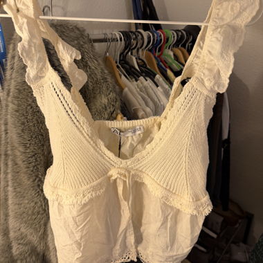 Top in crochet crema ZARA, taglia S