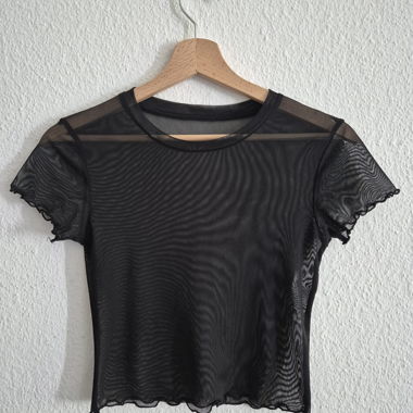 Haut transparent court noir