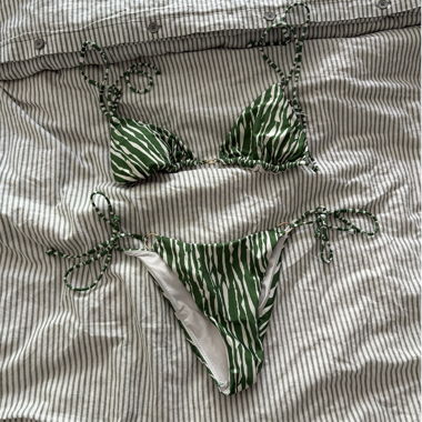 H&M Bikini Set green/white