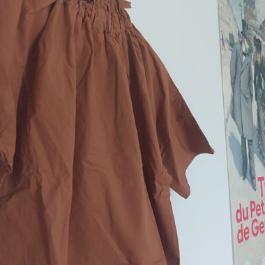 Braune Bluse mit Rüschenkragen