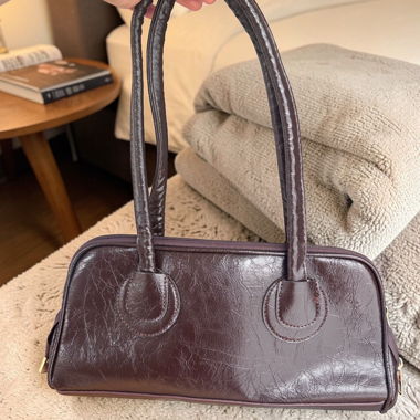 New handbag with long handle in coffee brown