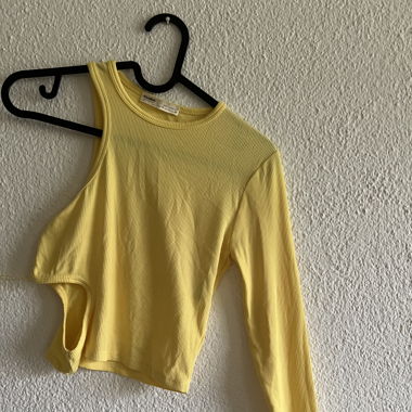 Einarm Crop Top Gelb 