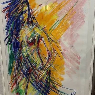 Colourful Nude Painting in Frame by Rolf Bootz