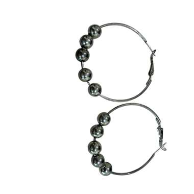 Silver-coloured hoop earrings with balls
