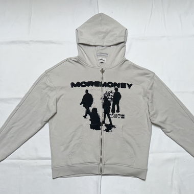 MORE MONEY MORE LOVE Zipper Grau/Beige