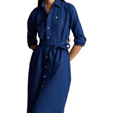 Abito camicia blu in lino Polo Ralph Lauren