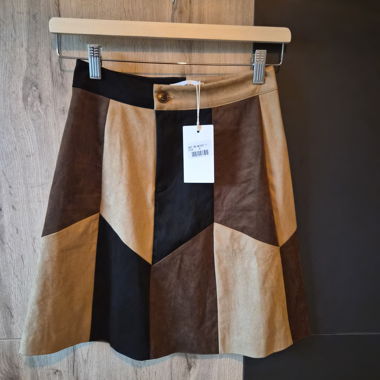 Jupe trapèze patchwork en suédine S