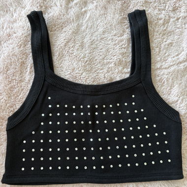 Débardeur court noir Tezenis avec strass