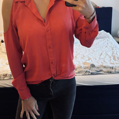 Pinke schulterfreie Bluse