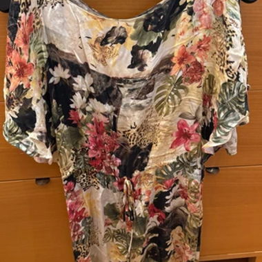 Bunt gemustertes Kurzarm Kleid