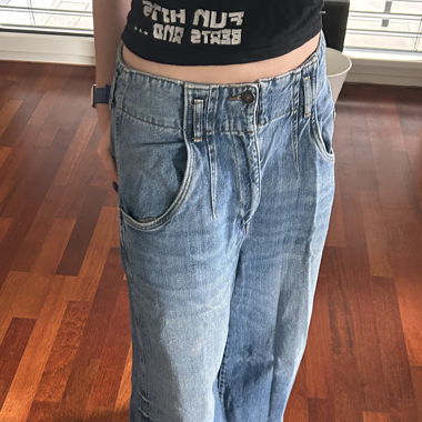 Blue wide leg denim jeans