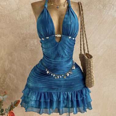 Abito Blu Neckholder