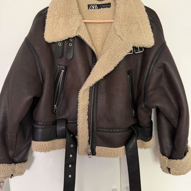 Zara shearling biker jacket