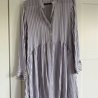 Striped Pleated Shirt Dress