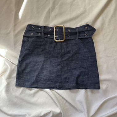 Denim Mini Skirt with Belt
