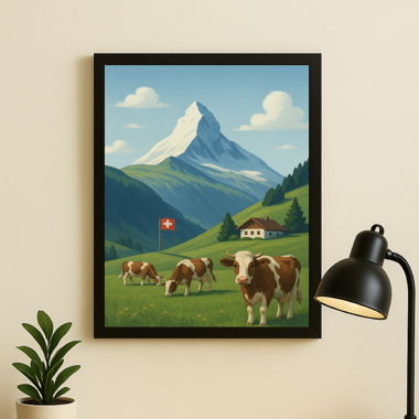 Cadre photo décor suisse cervin A4