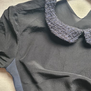 Blouse Maje, T1 noire et bleue