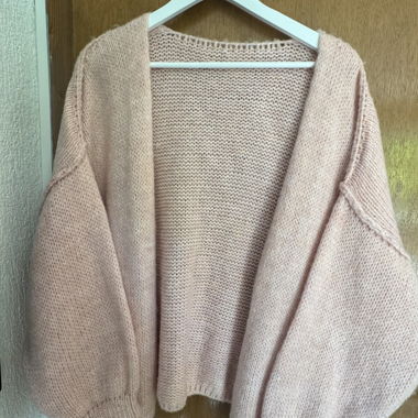 Gilet maille rose poudré
