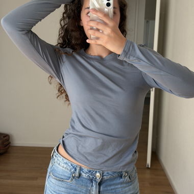 Langarmshirt blau-grau