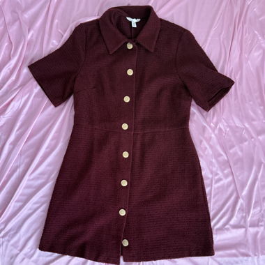 Burgundy Chic Bouclé Mini Dress