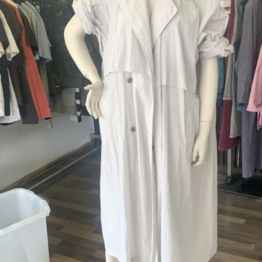 Long trench-coat beige oversize 80's