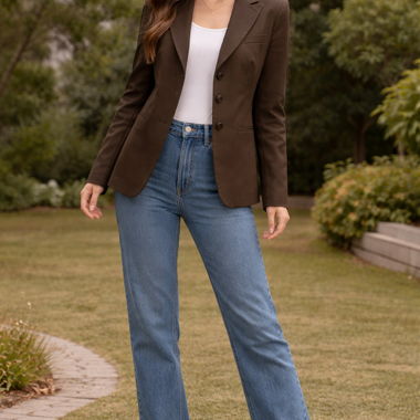 PAMELA HENSON brauner Blazer mit Einsätzen