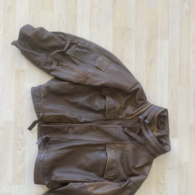 BRAUNE OVERSIZED VINTAGE KUNSTLEDERJACKE