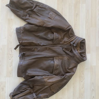 BRAUNE OVERSIZED VINTAGE KUNSTLEDERJACKE