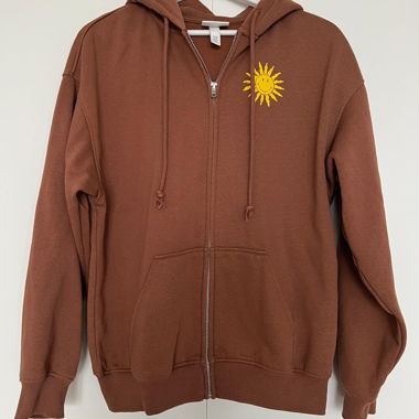 Sweat à capuche zippé H&M Smiley marron XS