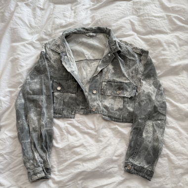 Giacca corta in denim grigia