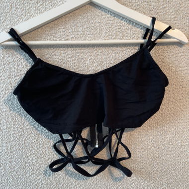 Black strappy crop top with zipper