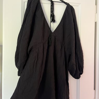 Black Oversized Shirt Dress