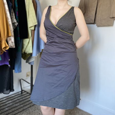 Skunkfunk Dress Anaurra Grey/Green 'Faux Wrap'