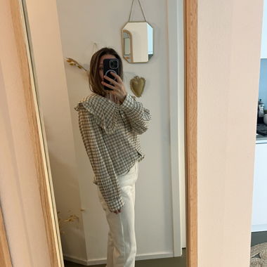 Vichybluse mit Rüschenkragen