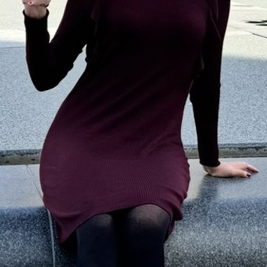 Robe côtelée bordeaux